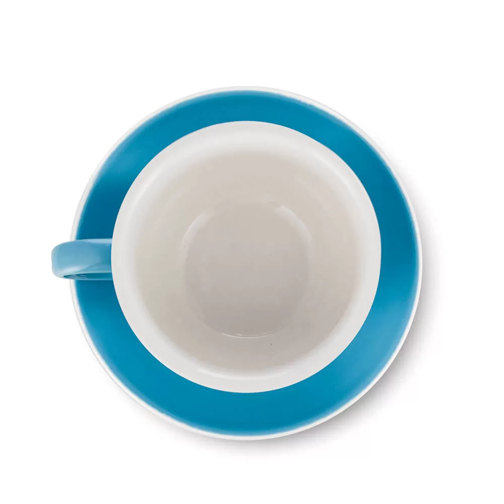 Espresso Parts Porcelain Latte Cup & Saucer - Blue (12oz/355ml)