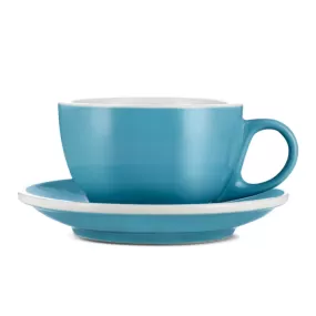 Espresso Parts Porcelain Latte Cup & Saucer - Blue (12oz/355ml)