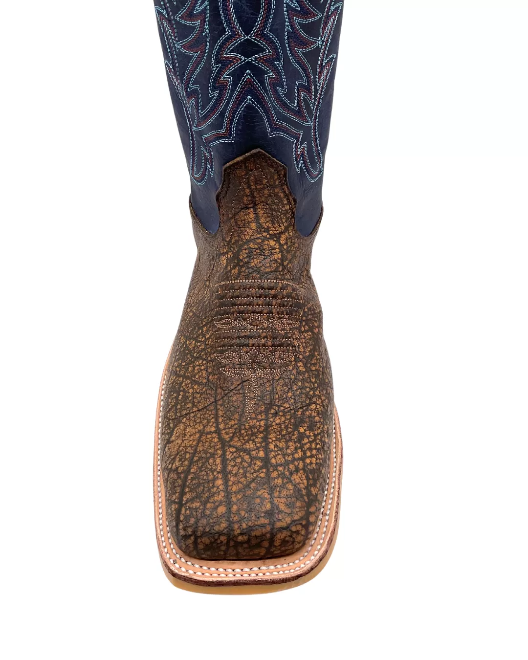 'Fenoglio' Men's 12" Cape Buffalo Western Square Toe - Tan / Blue