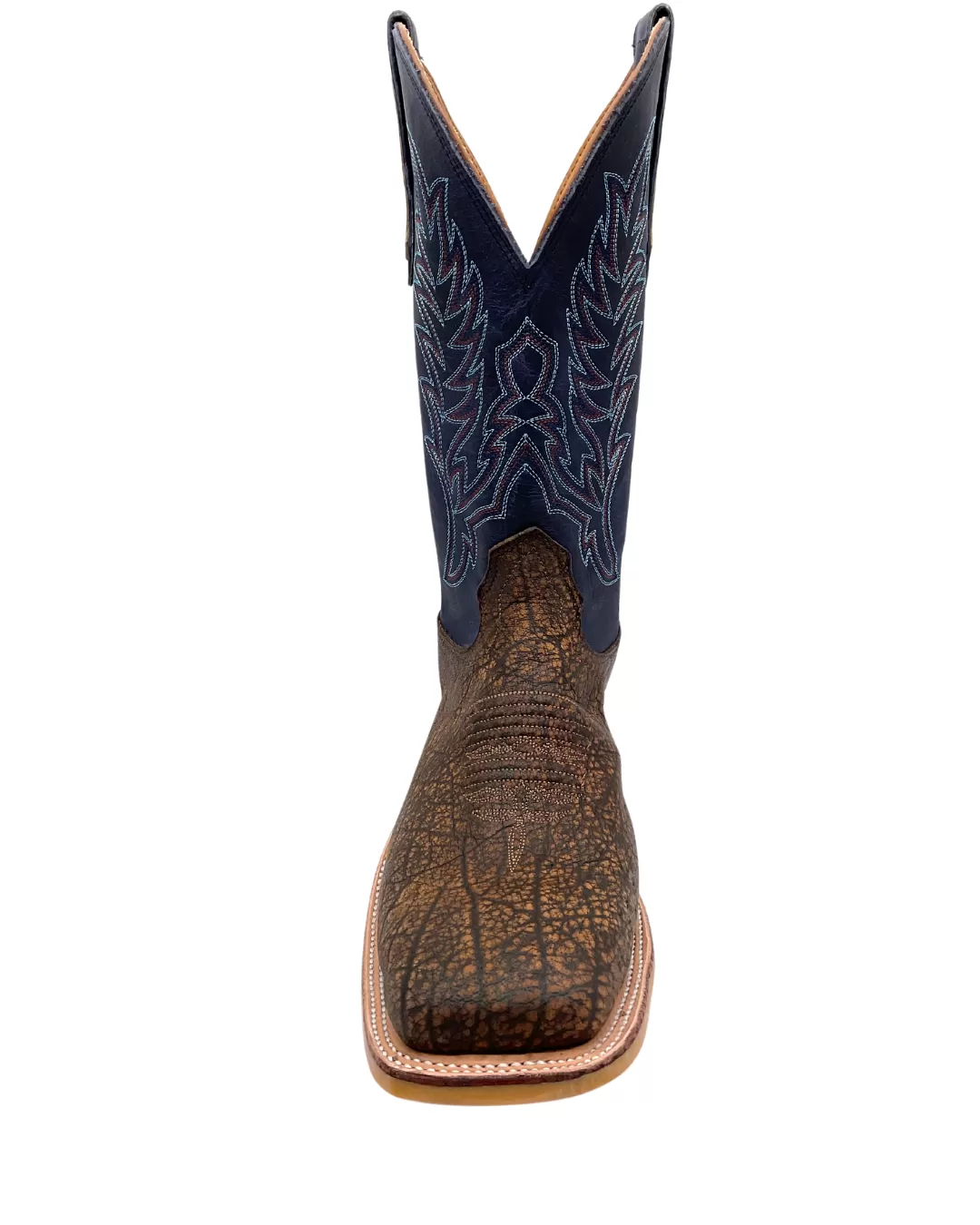 'Fenoglio' Men's 12" Cape Buffalo Western Square Toe - Tan / Blue