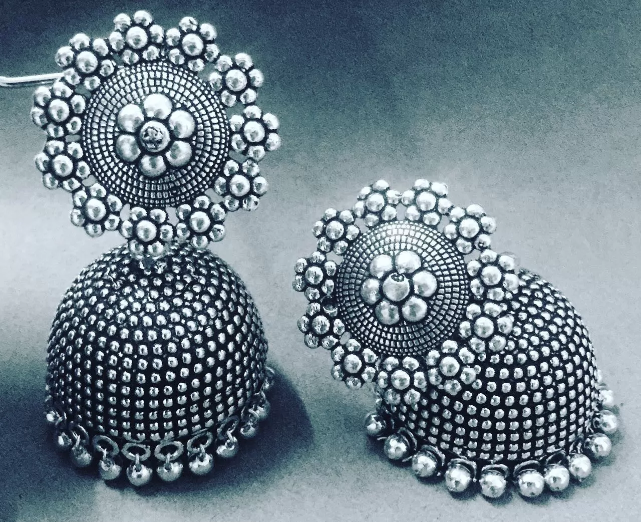 German Silver /Designer Oxidised Jhumkas