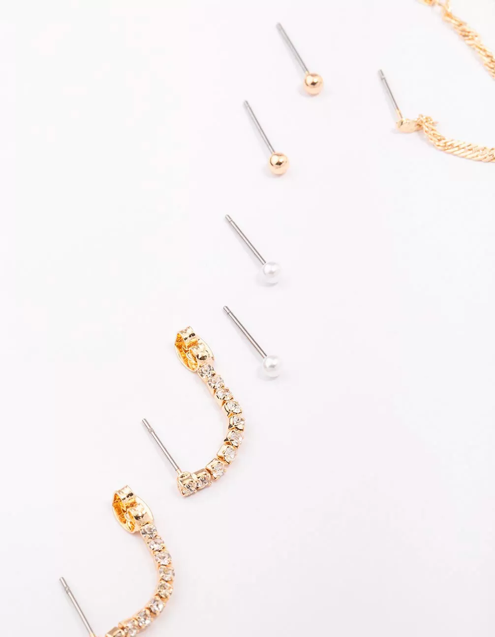 Gold Mixed Chain & Drop Earring 4-Pack