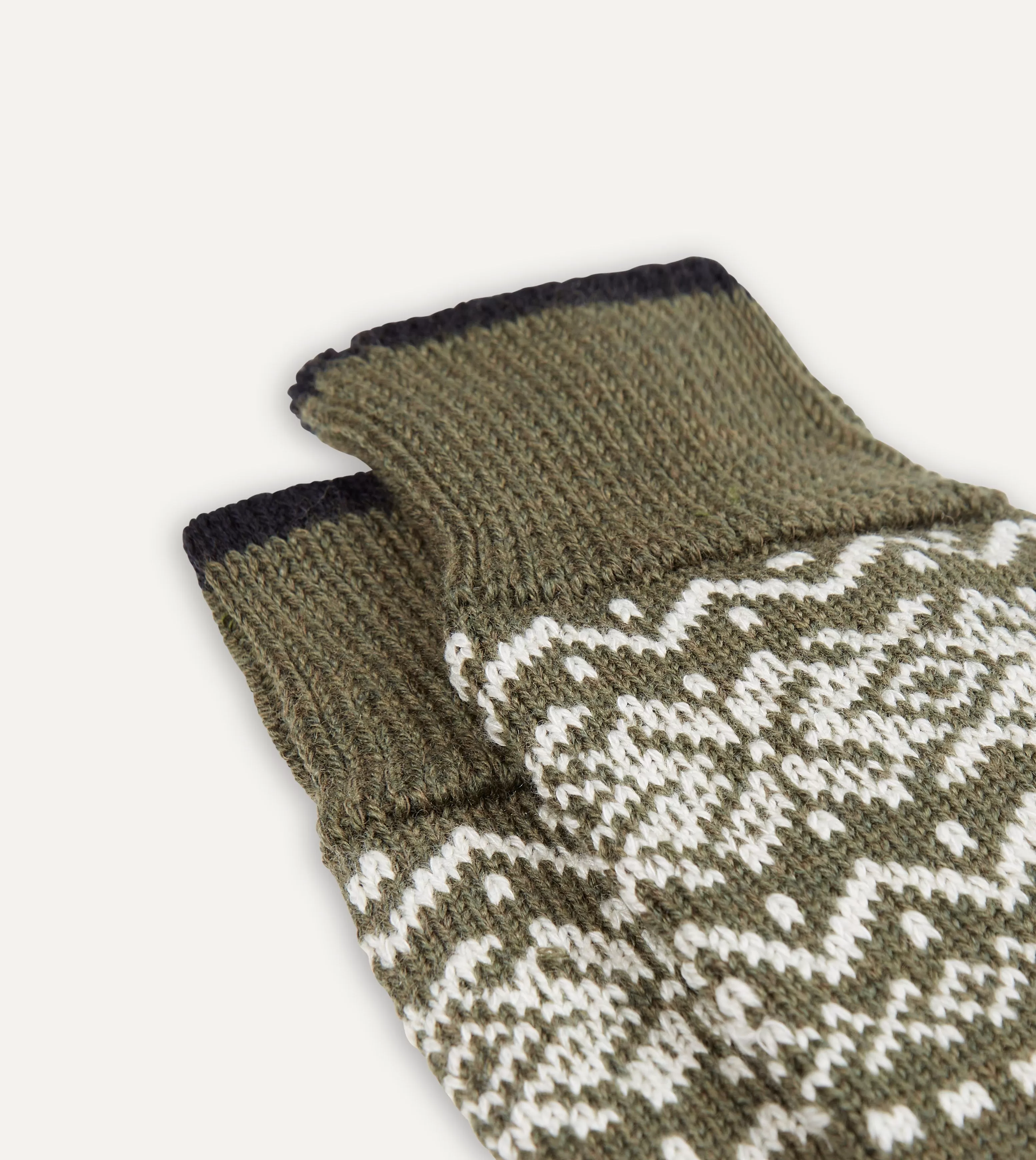 Grey Fair Isle Wool Cotton Socks