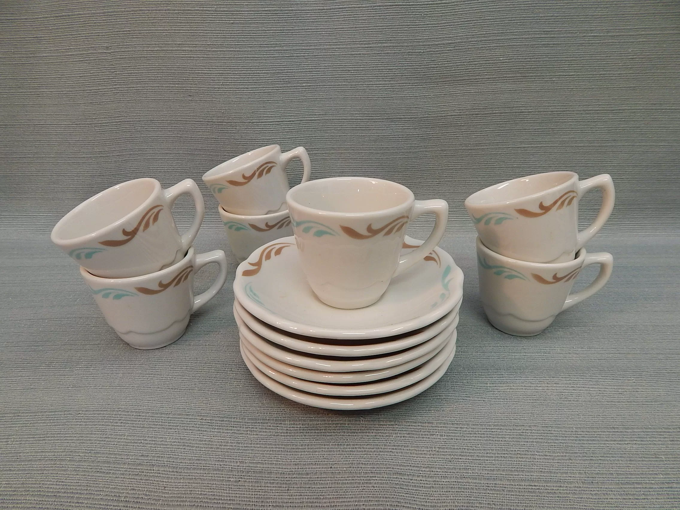 Jackson China Restaurant Ware Demitasse Set of 6 Cups and Saucers - Mint Condition