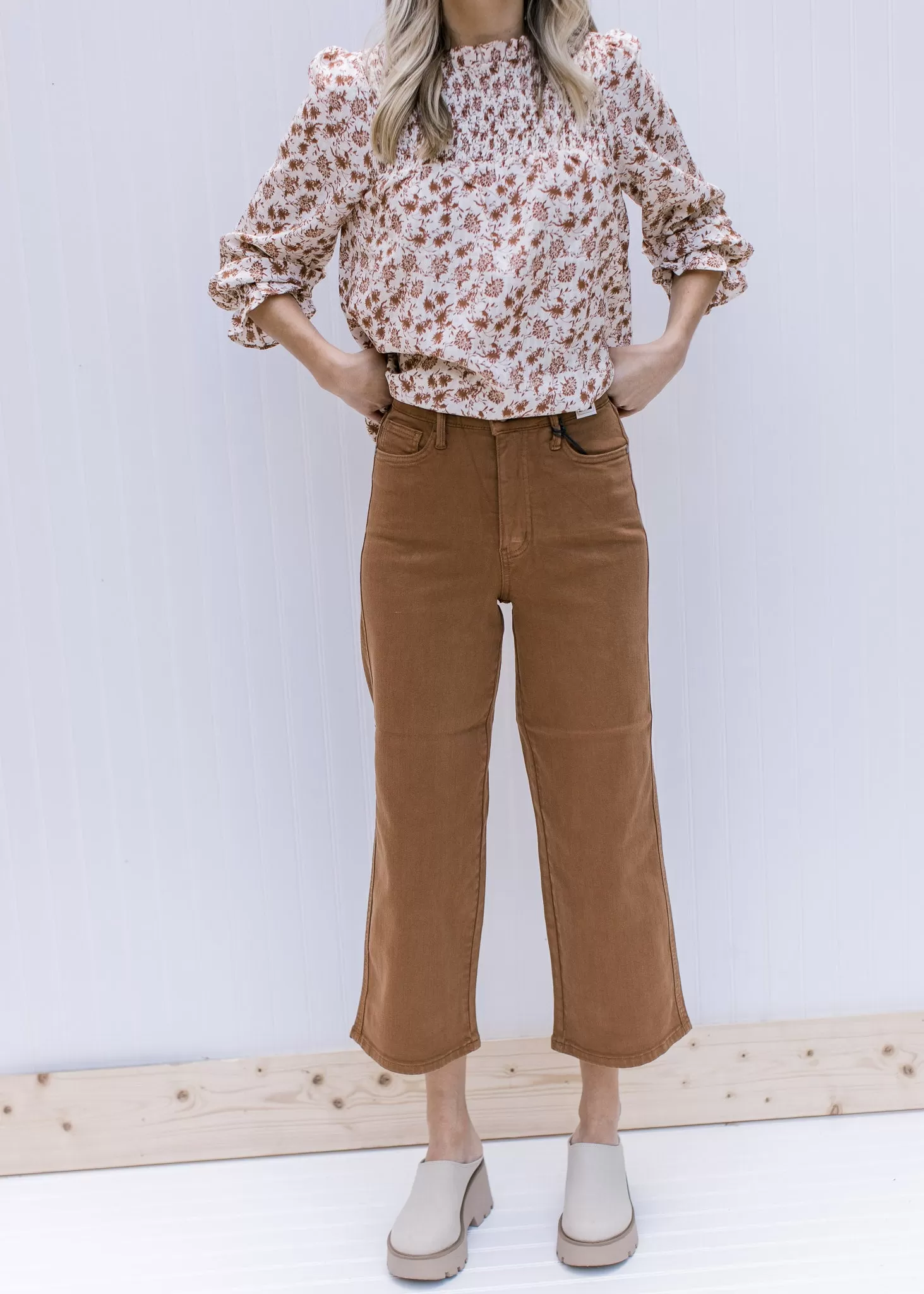 Judy Blue Tummy Control Camel Wide Leg Crop