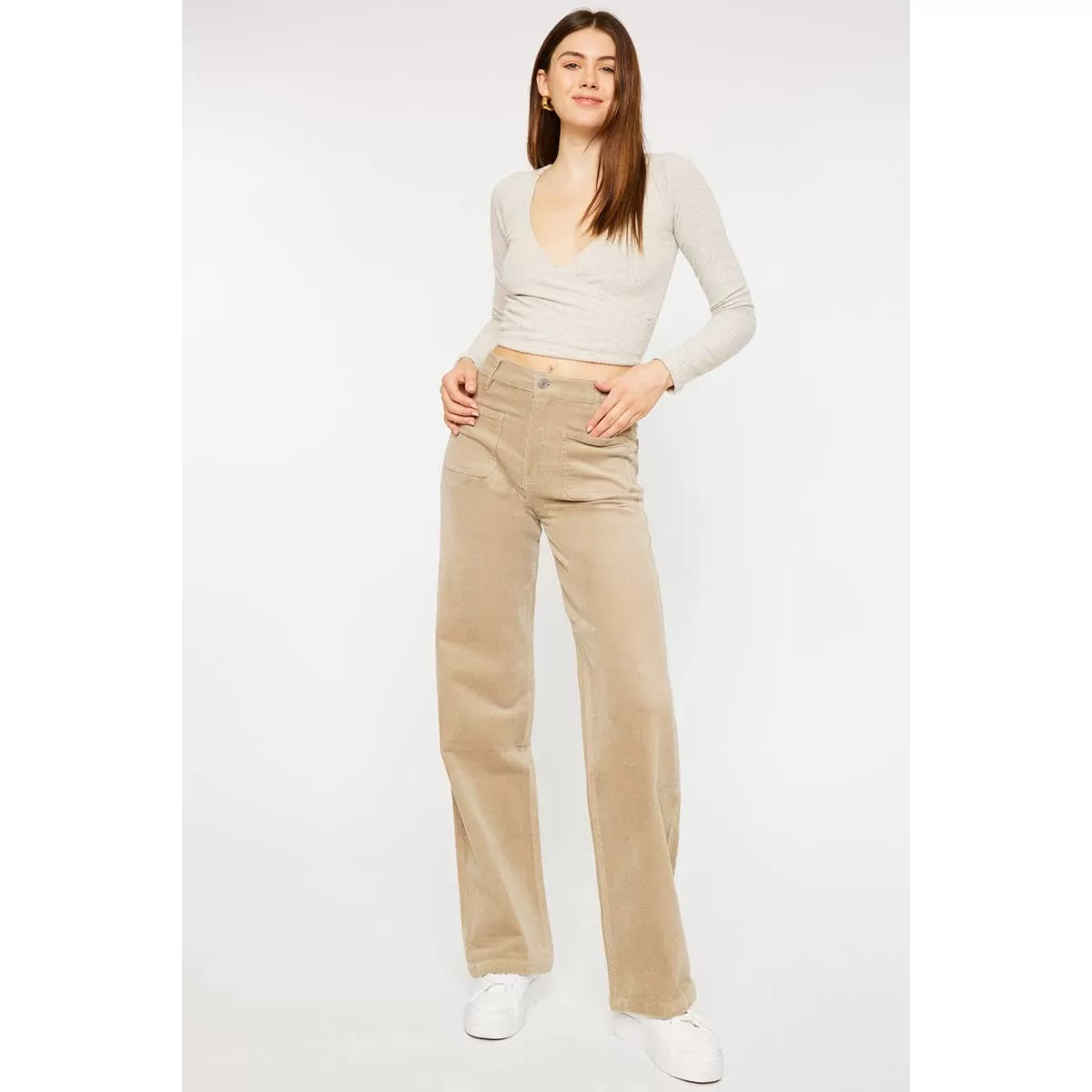 Kan Kan Ultra High Rise - Khaki Corduroy Pants