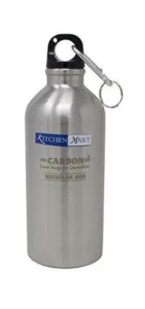 Kitchen Mart Carbon Regular Steel Water Bottle, 600ml