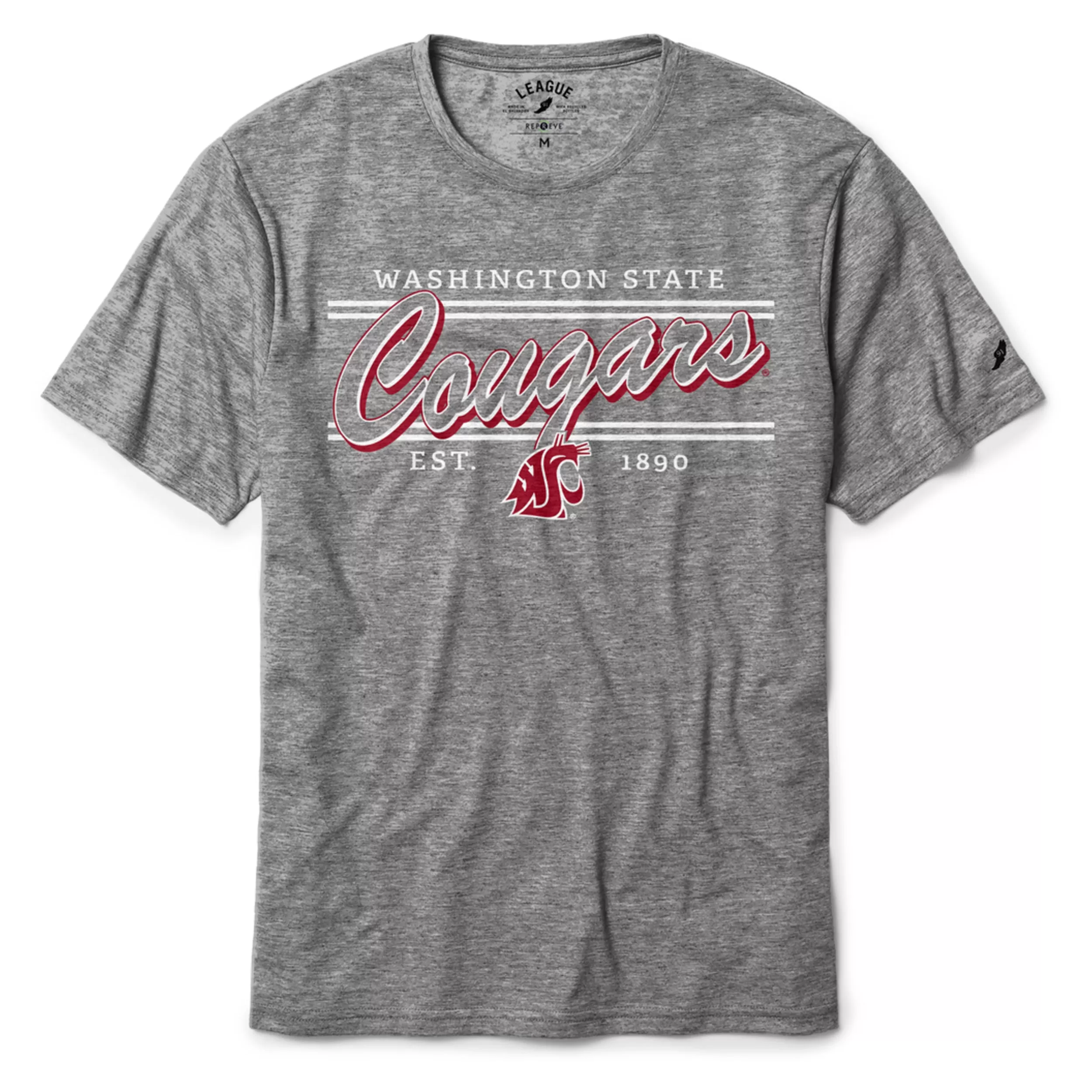 League Mens Washington State Grey Short Sleeve