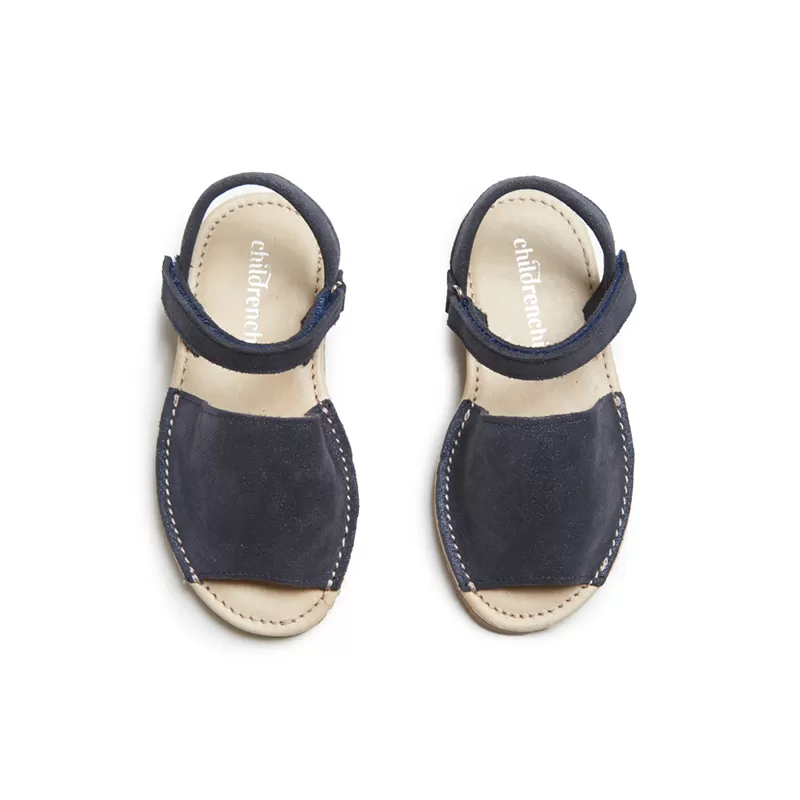 Leather Sandals in Navy Glitter