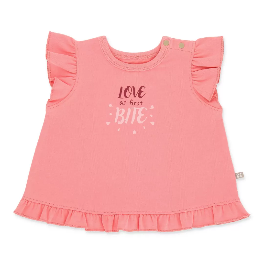 Little Foodie Baby Girl Ruffle Top (Pink)