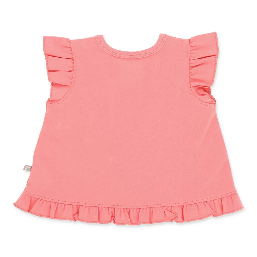 Little Foodie Baby Girl Ruffle Top (Pink)