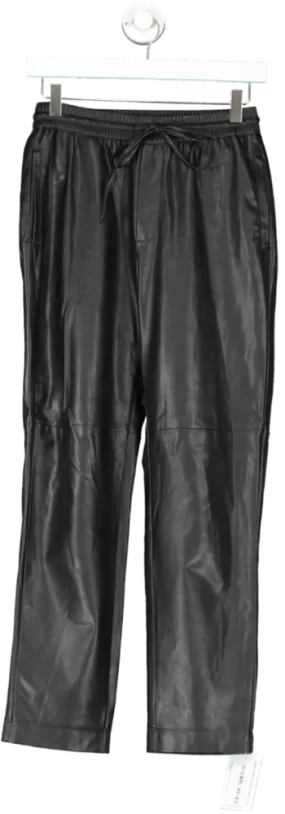 MANGO Black Leather-effect Elastic Waist Trousers UK XS