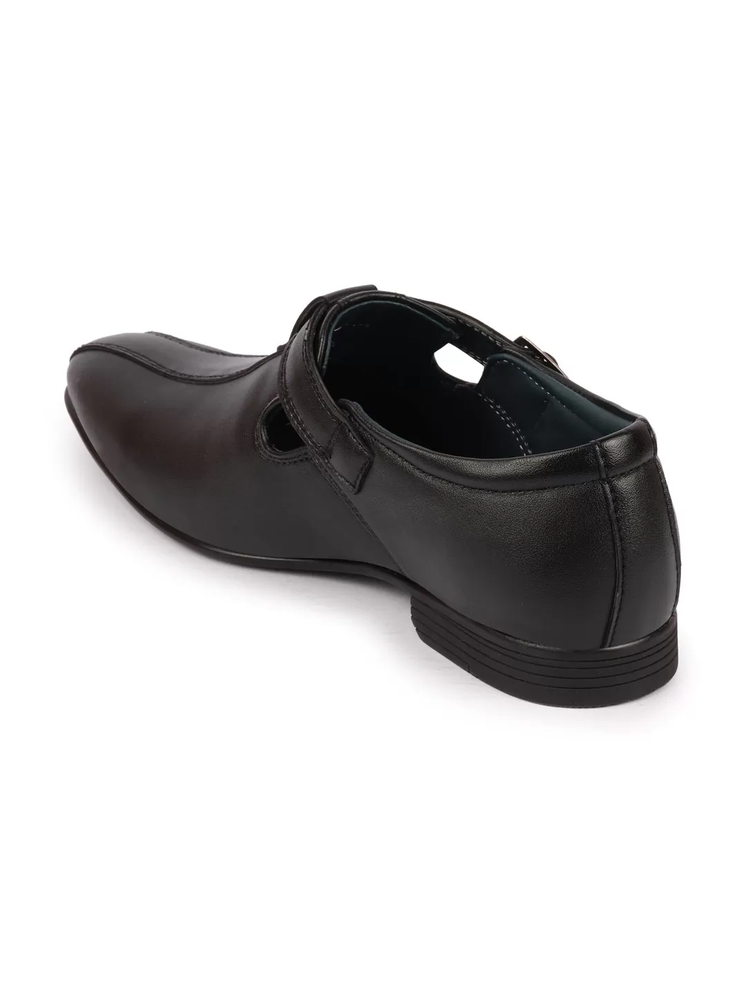 Men Black Side Open Shoe Style Sandal with Buckle Strap