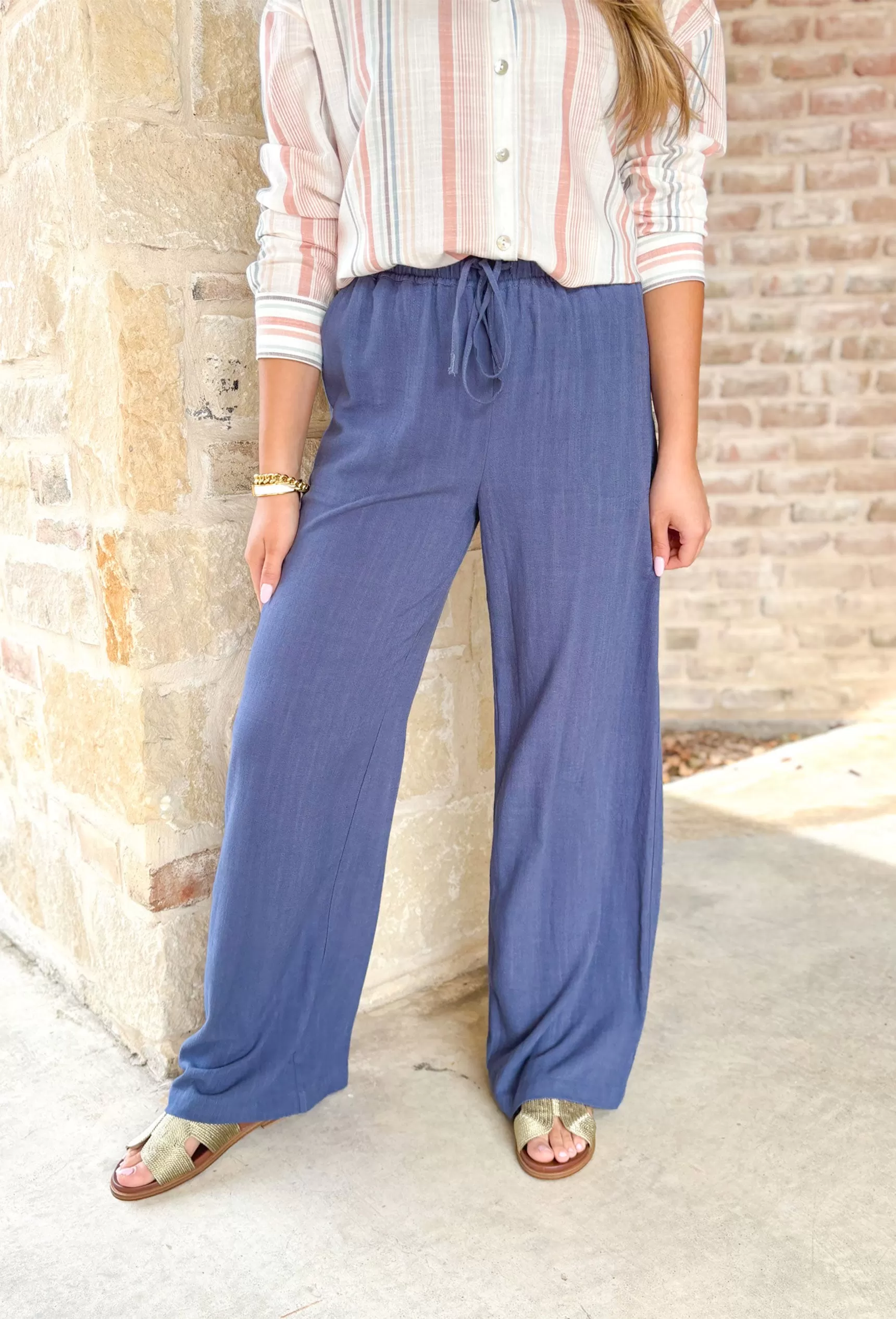 Millie Linen Pants in Blue