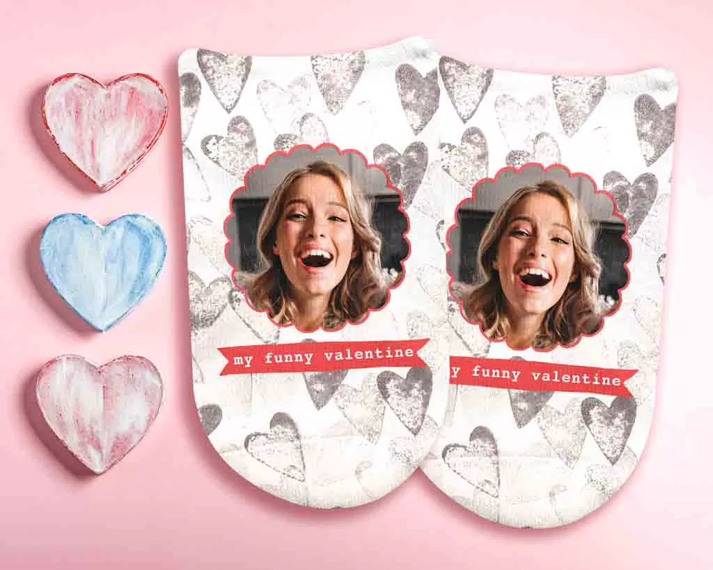 My Funny Valentine Socks with Photo and Heart Design