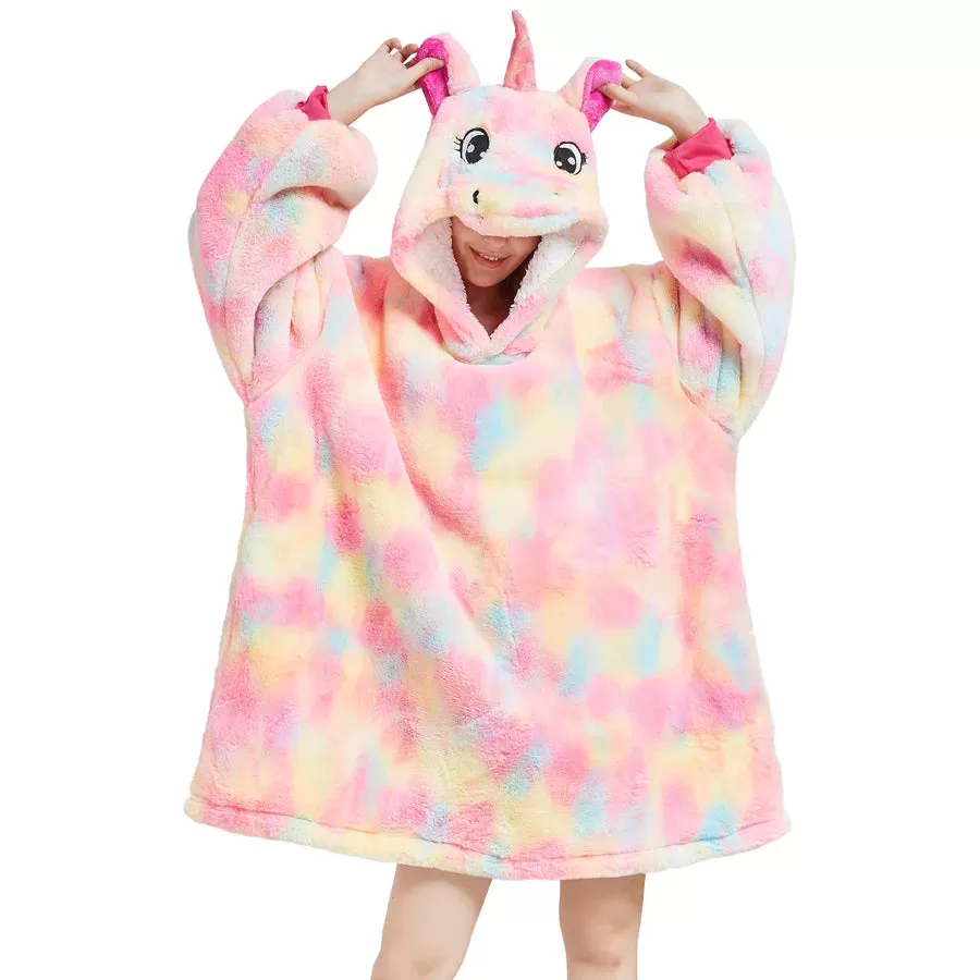 My Snuggy - Adult Pink Rainbow Unicorn Hoodie Blanket