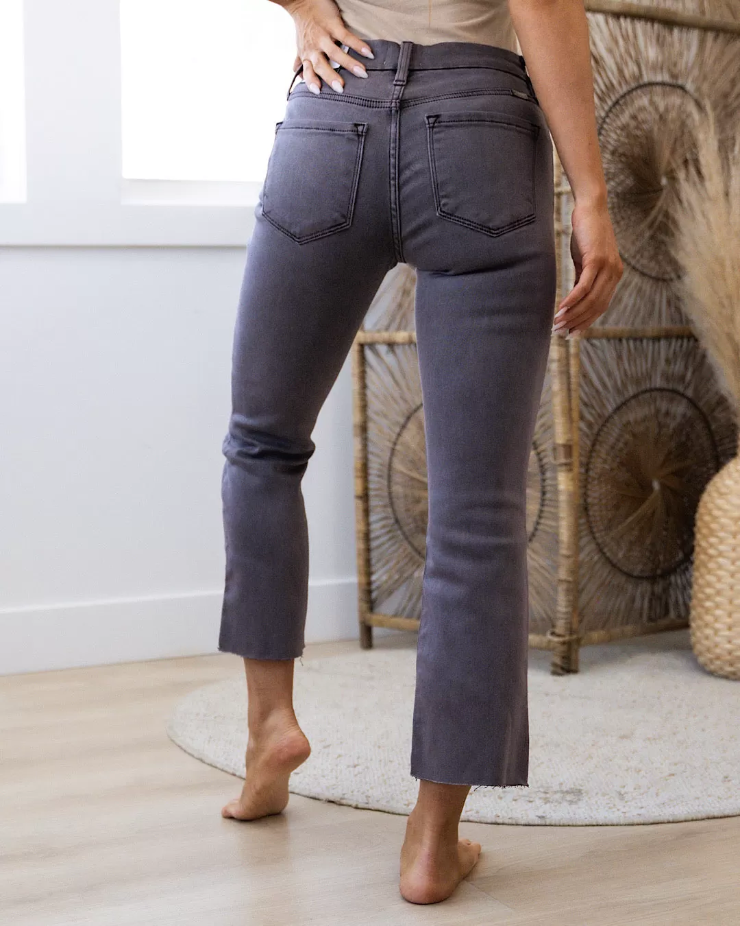 NEW! KanCan Donna Non Distressed Crop Bootcut Jeans - Plum