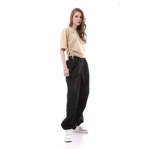 O168051 Trendy Loose Fit Parachute Pants With Elastic Waist & Hem