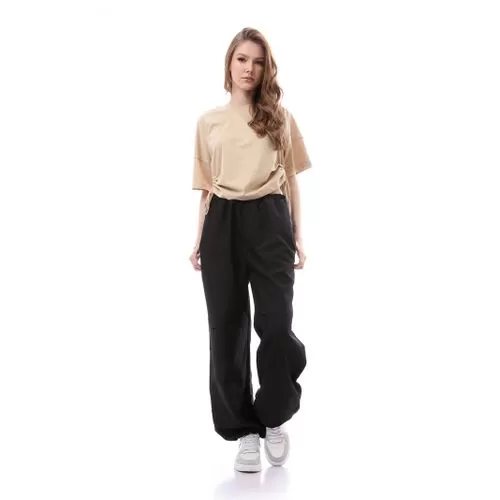 O168051 Trendy Loose Fit Parachute Pants With Elastic Waist & Hem