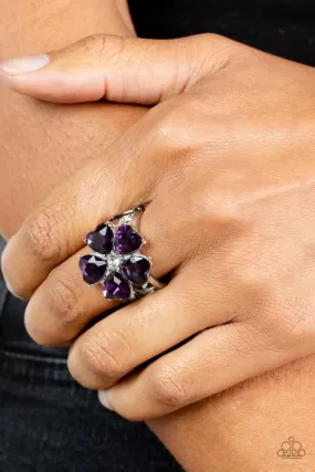 Paparazzi Minnesota Magic - Purple Heart Floral Ring