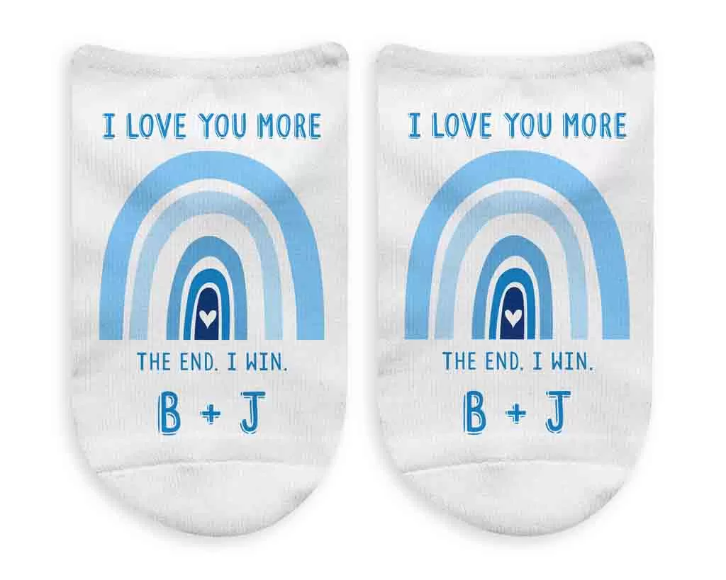 Personalized I Love You More with Blue Rainbow Design