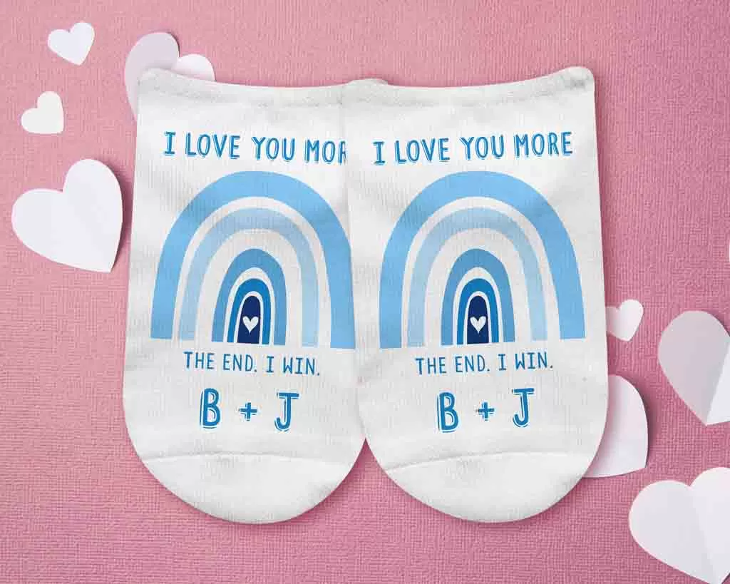 Personalized I Love You More with Blue Rainbow Design