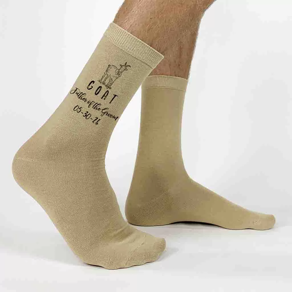 Personalized Wedding Socks for the GOAT Father of the Groom