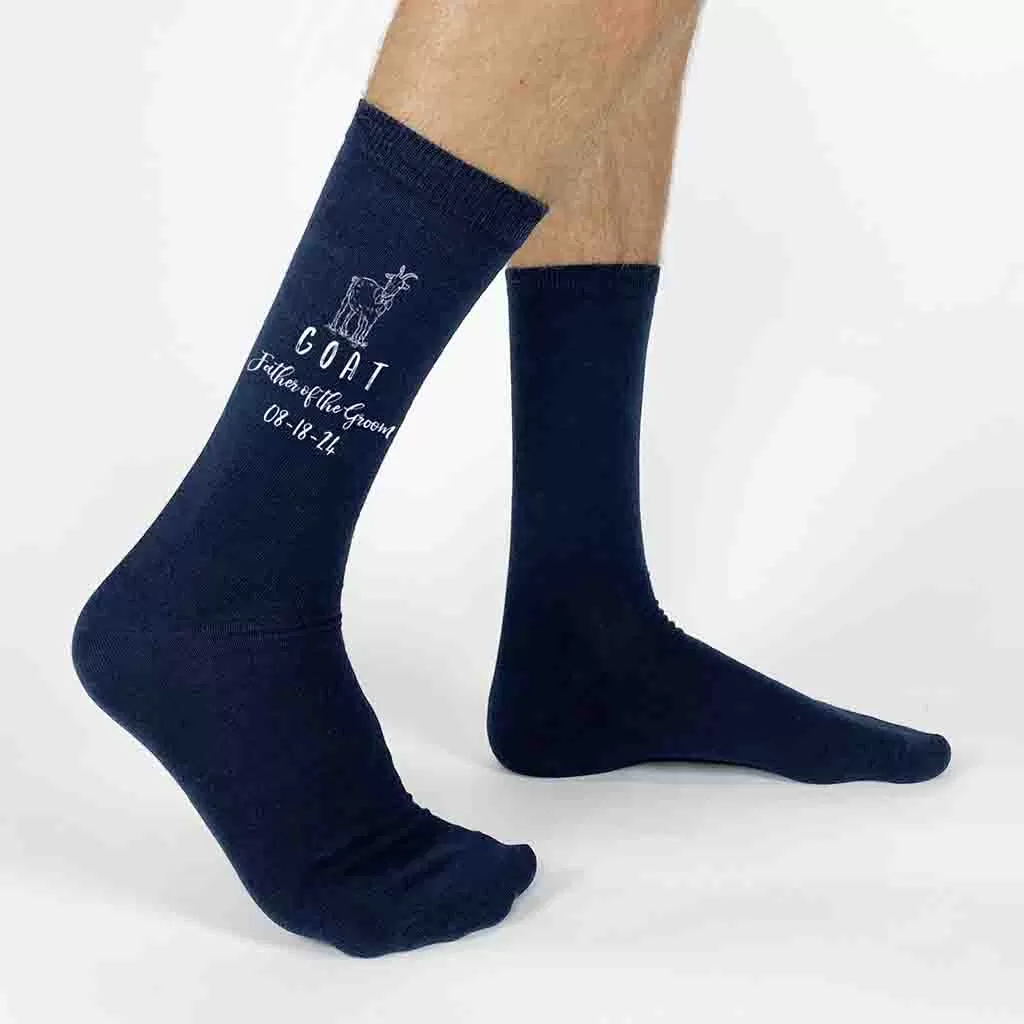 Personalized Wedding Socks for the GOAT Father of the Groom