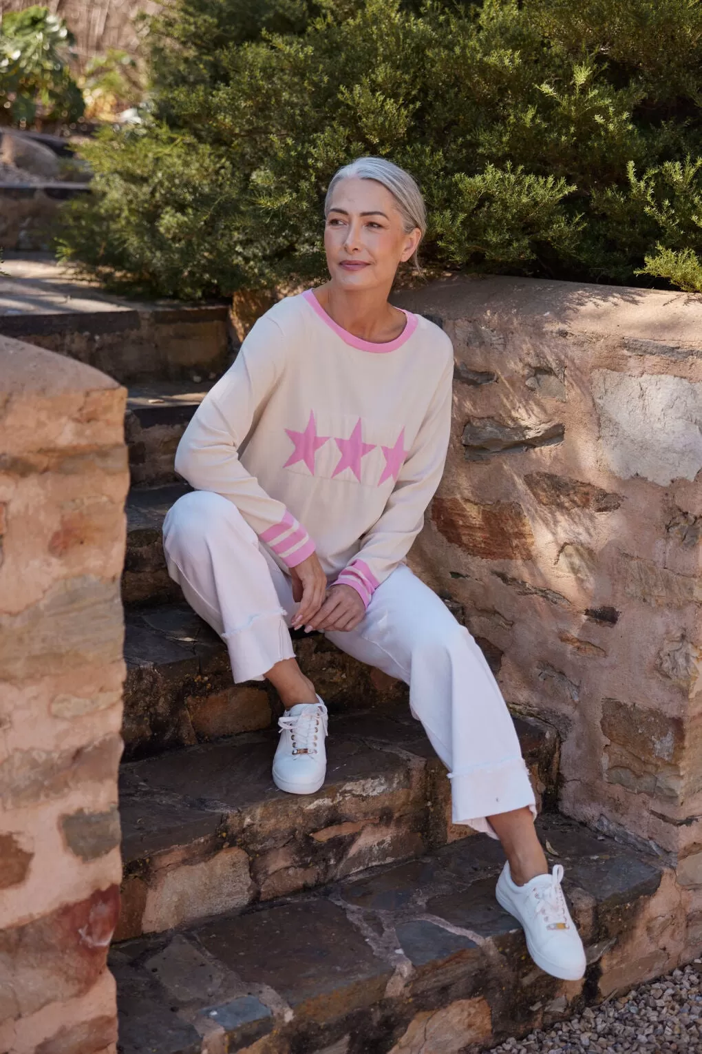 Petra Superstar Knit (Oat w/ Pink)