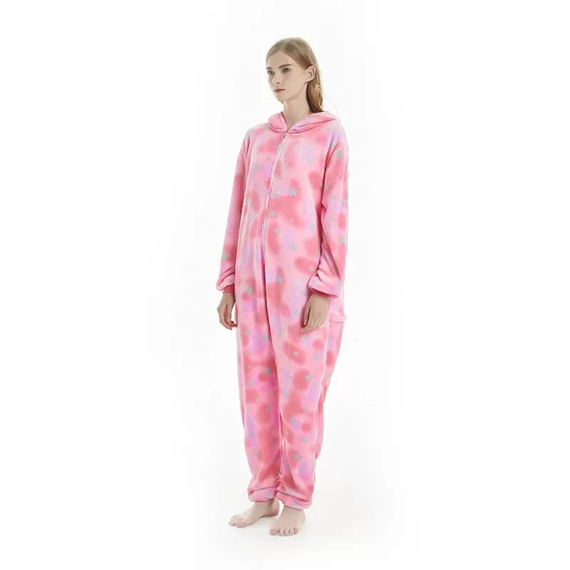 Pink Star Sleeping Unicorn Adult Onesie