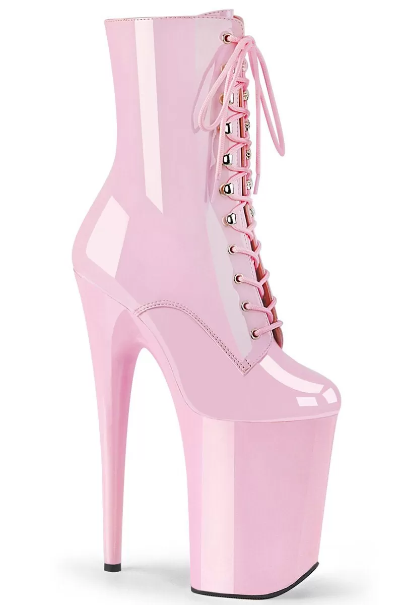 Pleaser USA Infinity-1020 9inch Pleaser Boots - Patent Baby Pink