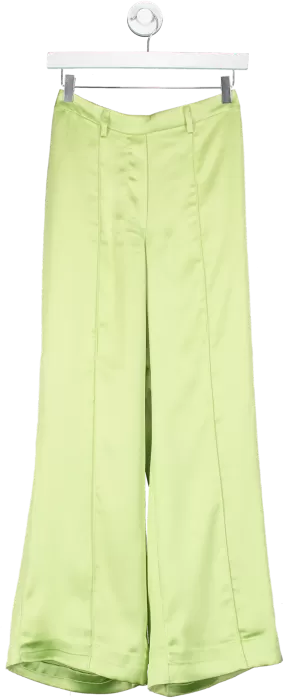 PRETTY LAVISH Hailee Satin Trousers Green UK 8