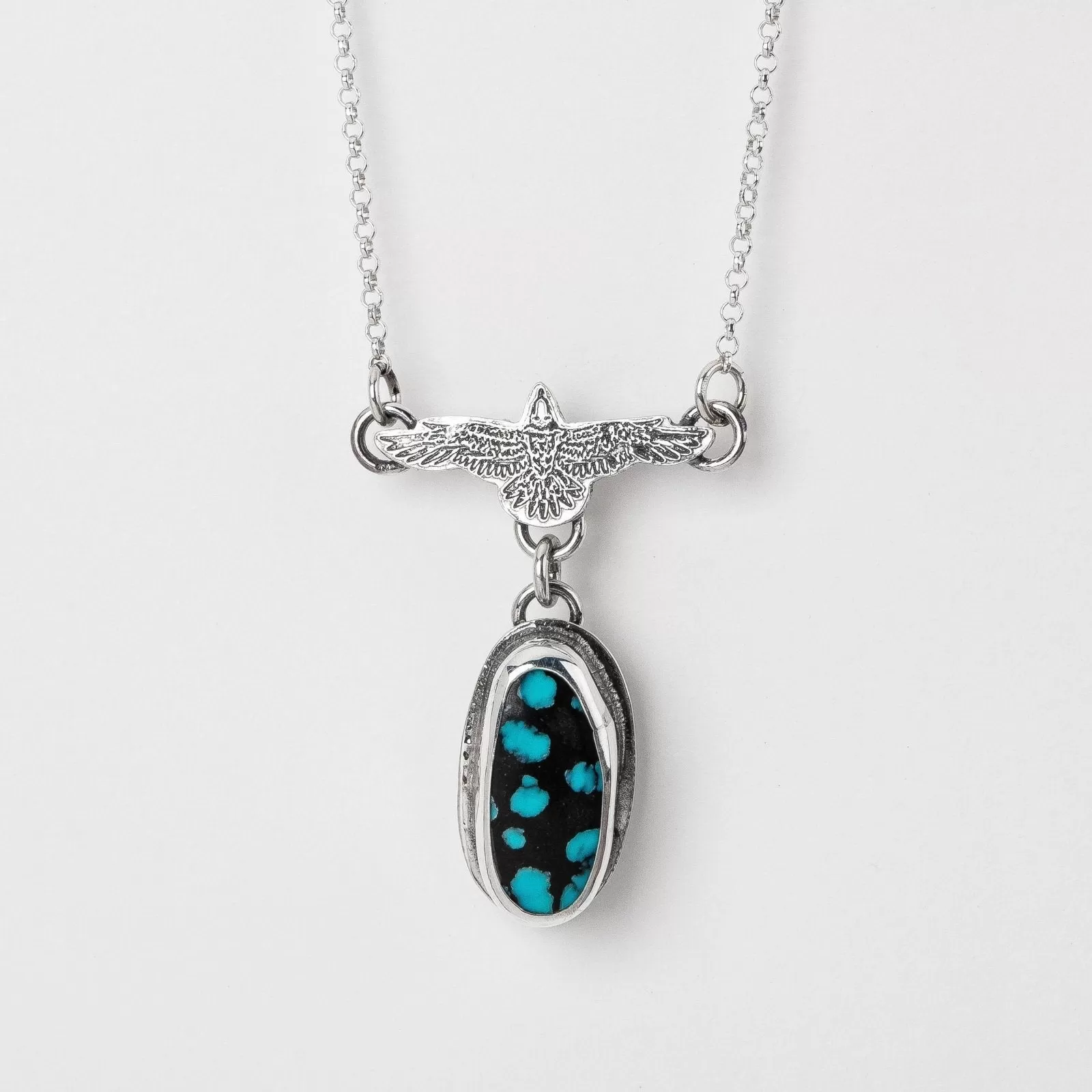 Raven Necklace With Cloud Mountain Turquoise