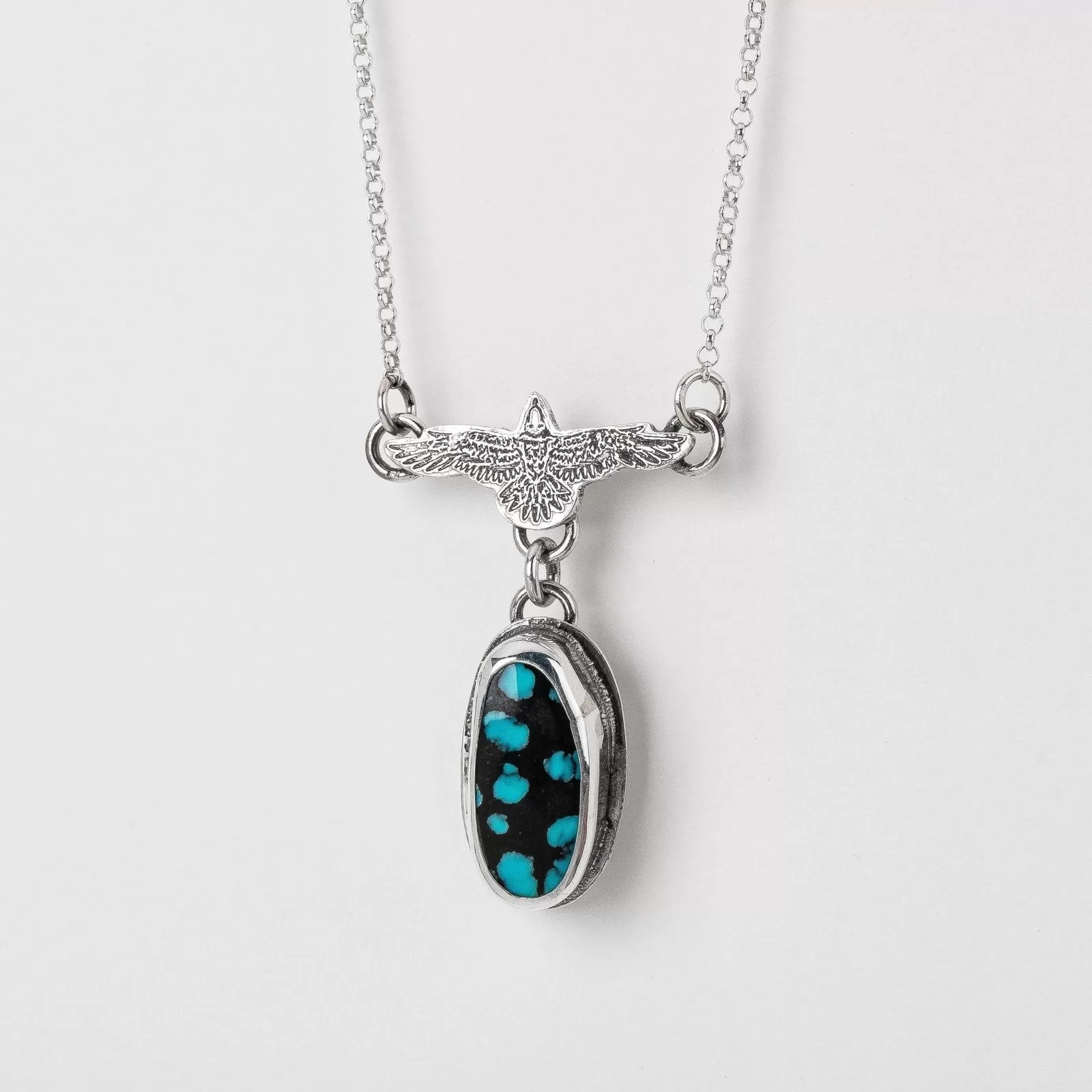 Raven Necklace With Cloud Mountain Turquoise