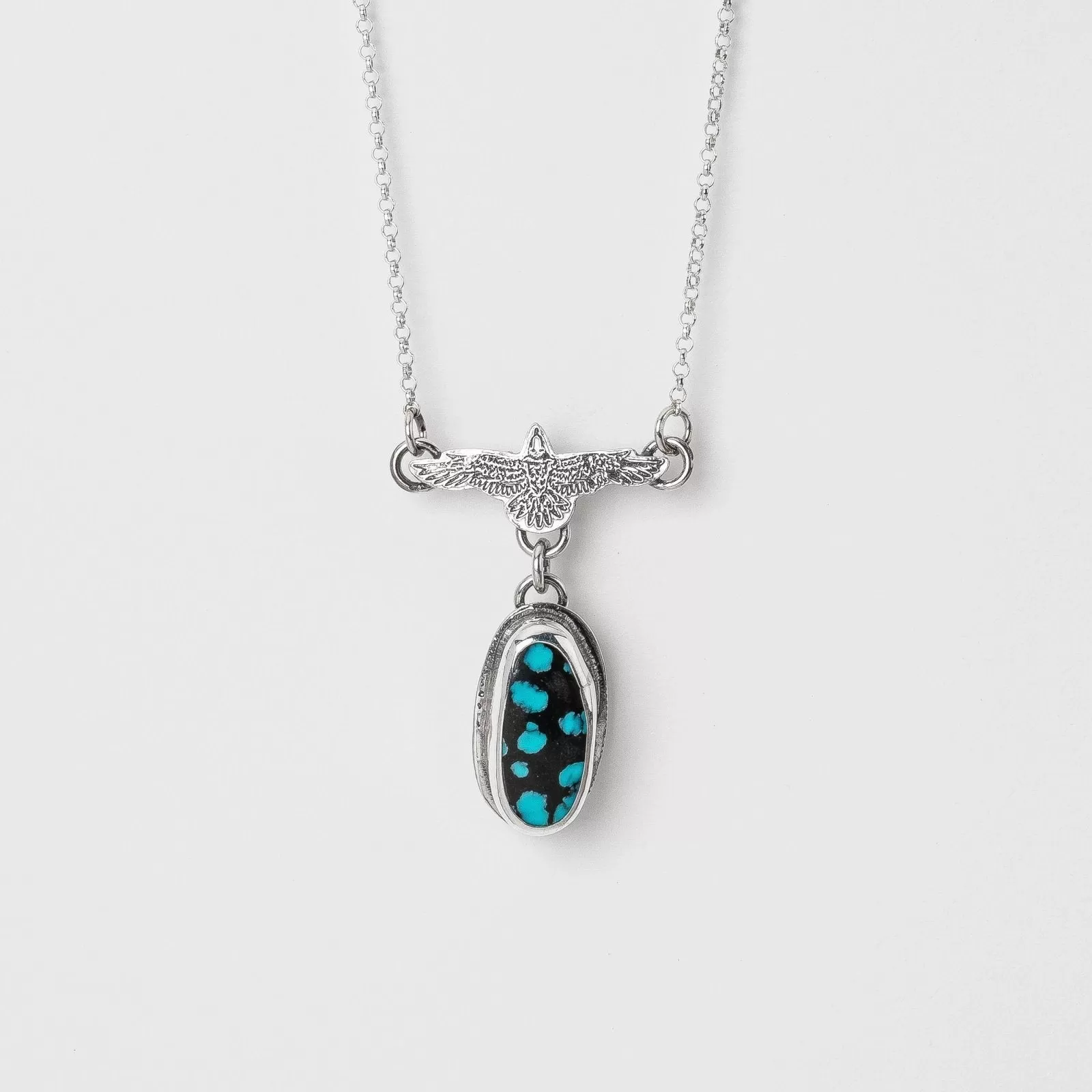 Raven Necklace With Cloud Mountain Turquoise