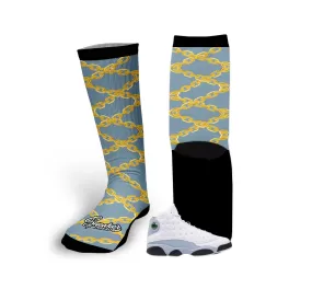 Retro 13 Blue Grey Chain Links Socks