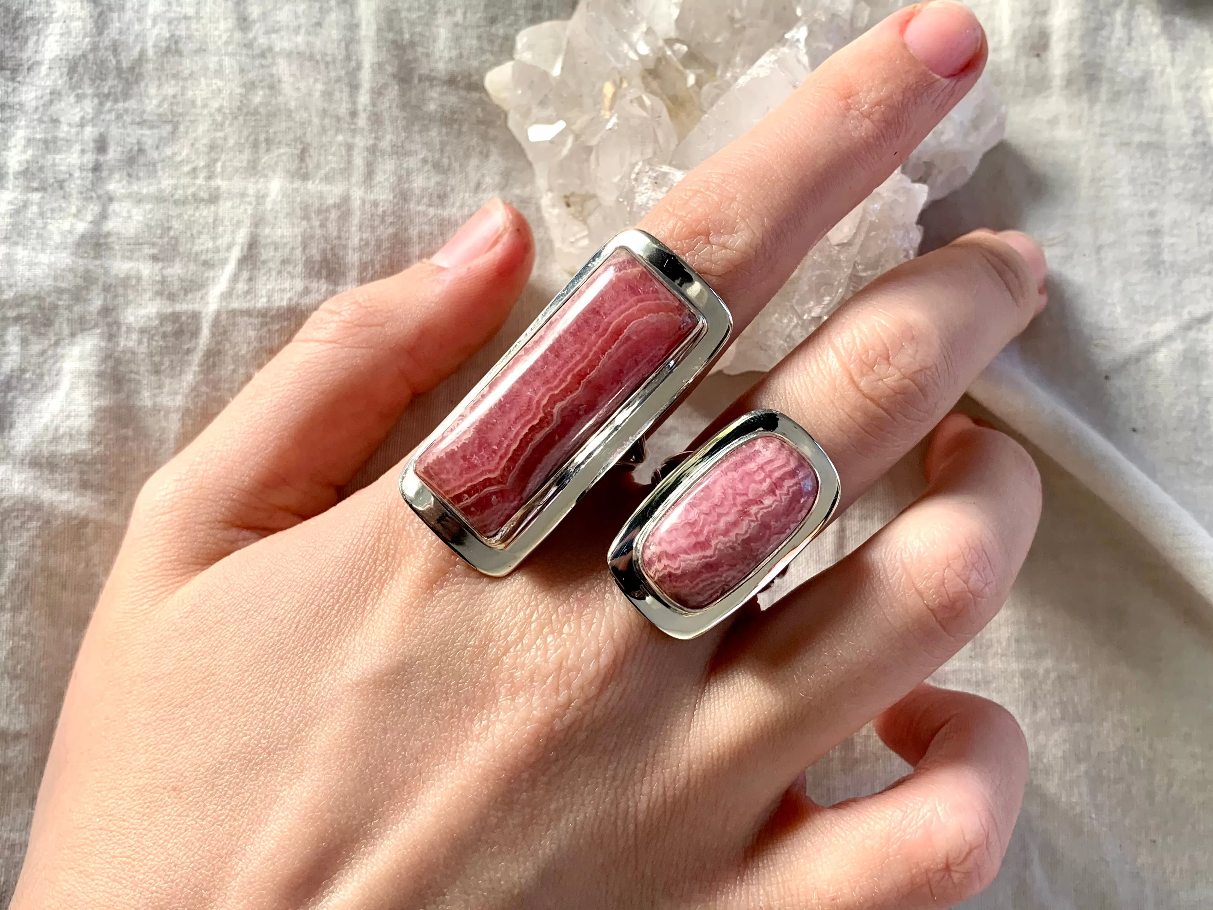 Rhodochrosite Dinah Ring - Rectangle (US 7 & 8.5)