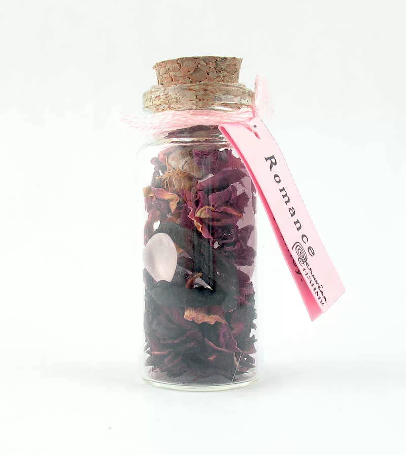 Romance Pocket Spell Bottle with Herbs & Stones