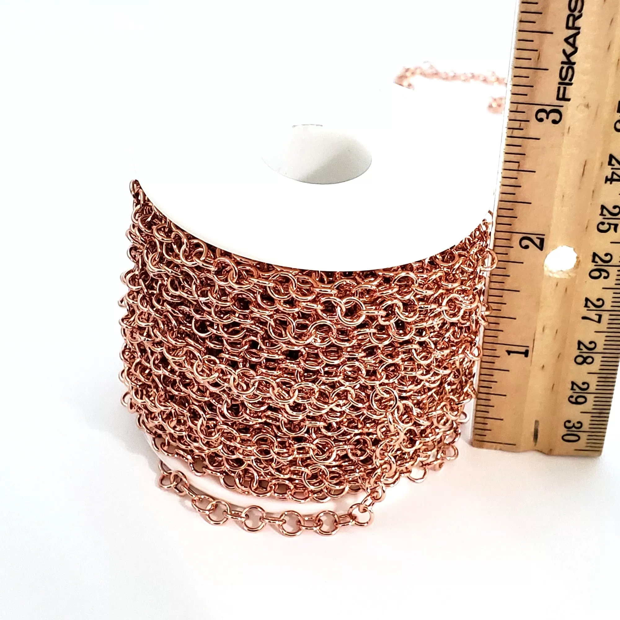 Rose Gold Stainless Chain, Round 5x0.8mm Open Links, 20 Meters on a Spool, #1940 RG