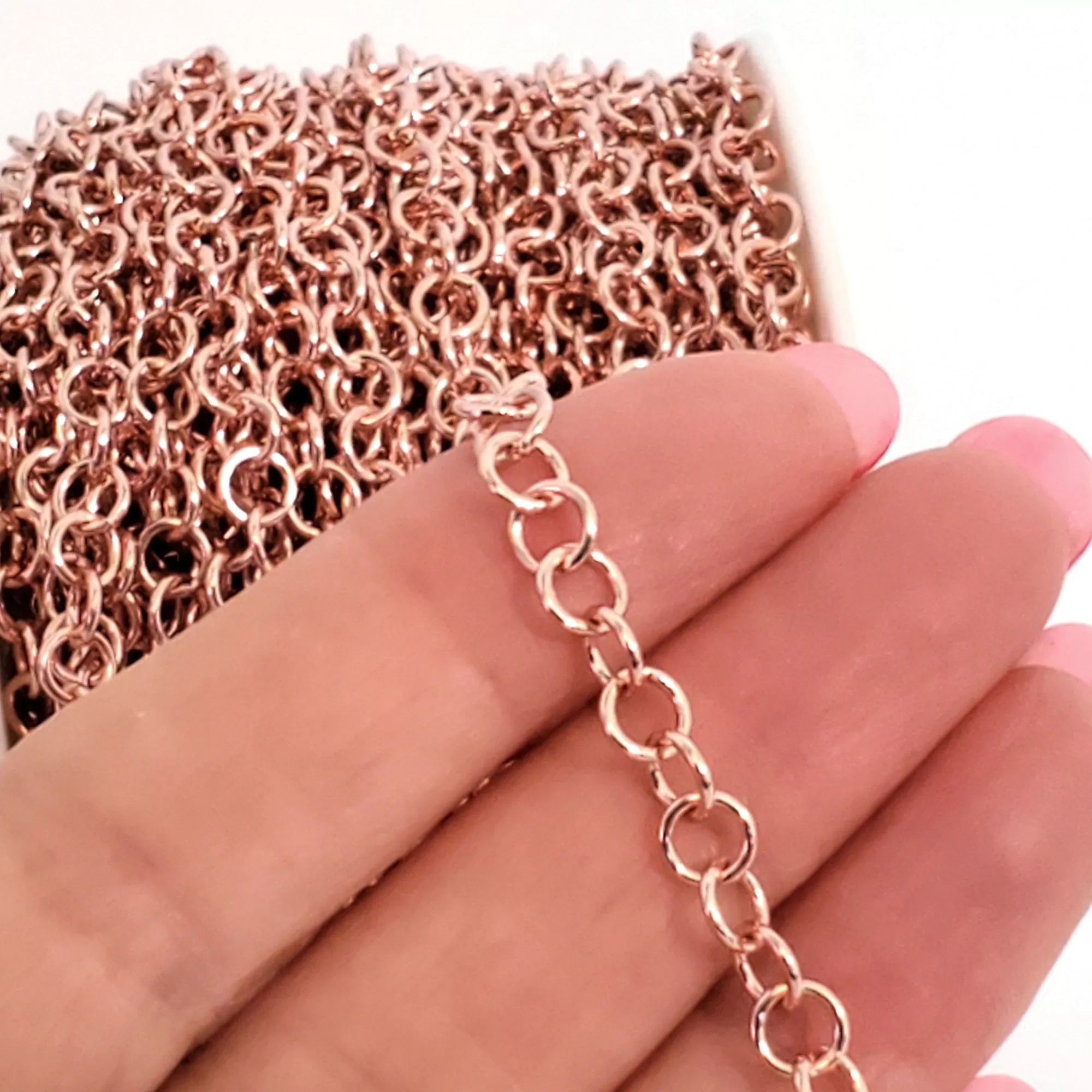 Rose Gold Stainless Chain, Round 5x0.8mm Open Links, 20 Meters on a Spool, #1940 RG