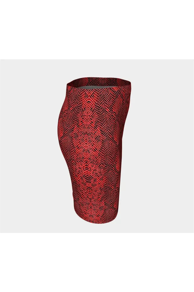 Ruby Snakeskin Fitted Skirt