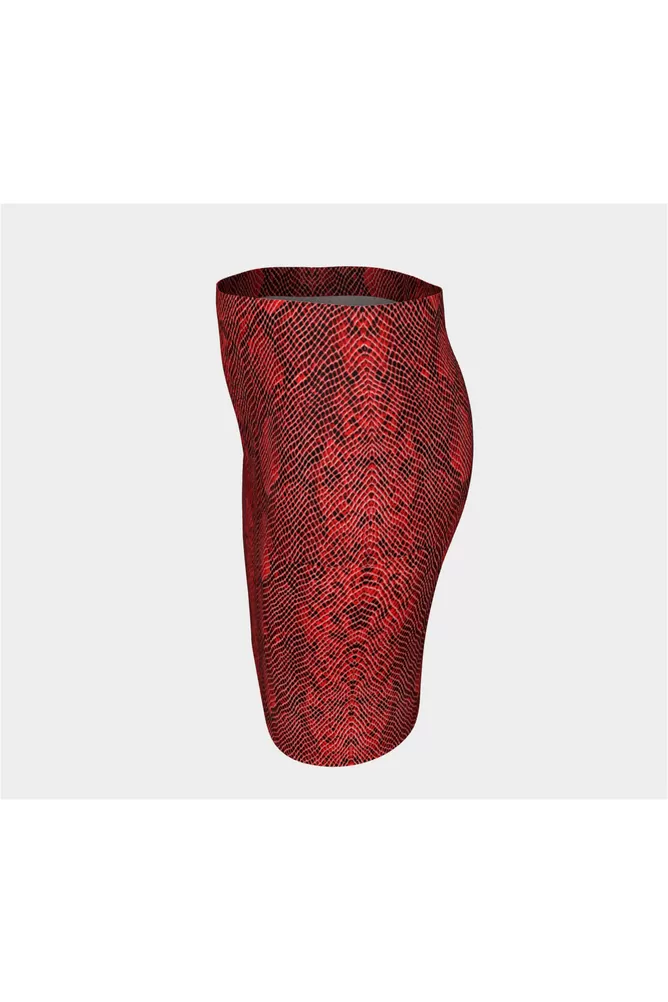 Ruby Snakeskin Fitted Skirt