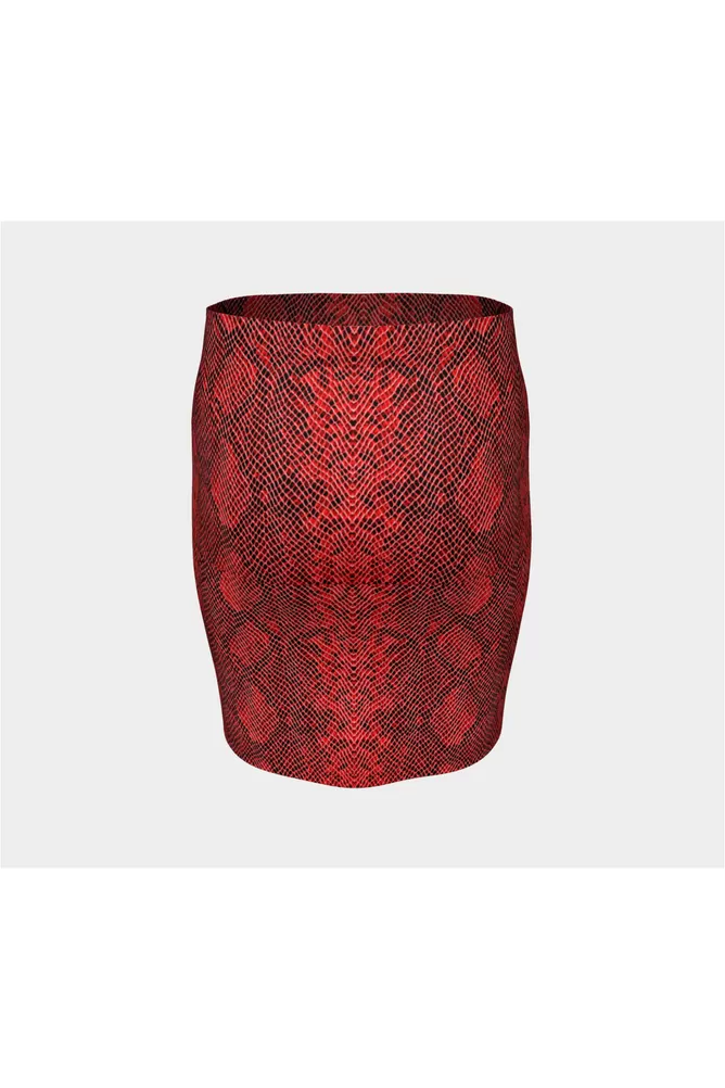 Ruby Snakeskin Fitted Skirt