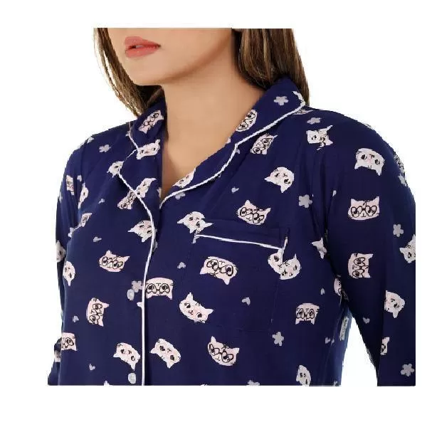 Siesta Finish Cat Print Shirt & PJ Set