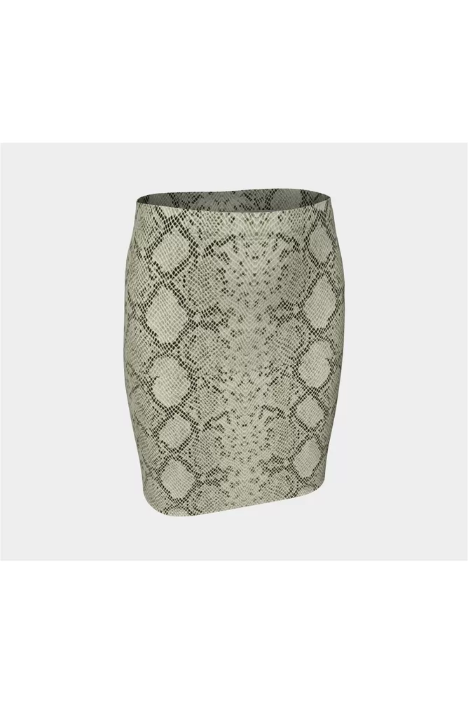 Snake Skin Print Fitted Skirt