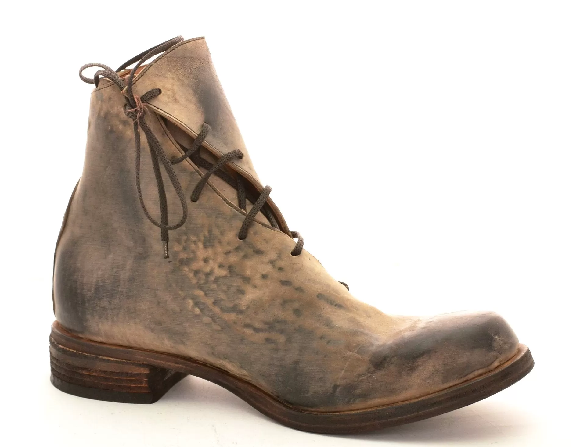 spiral lace boot |  reverse choc cordovan