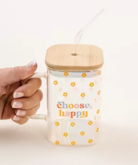 Square Glass Cup - Choose Happy