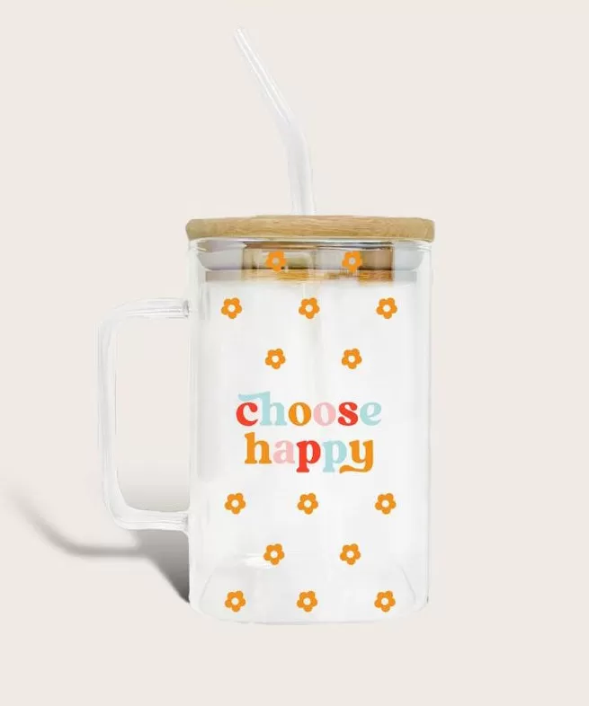 Square Glass Cup - Choose Happy