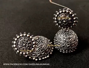 Suryakanthi German Silver Jhumkas