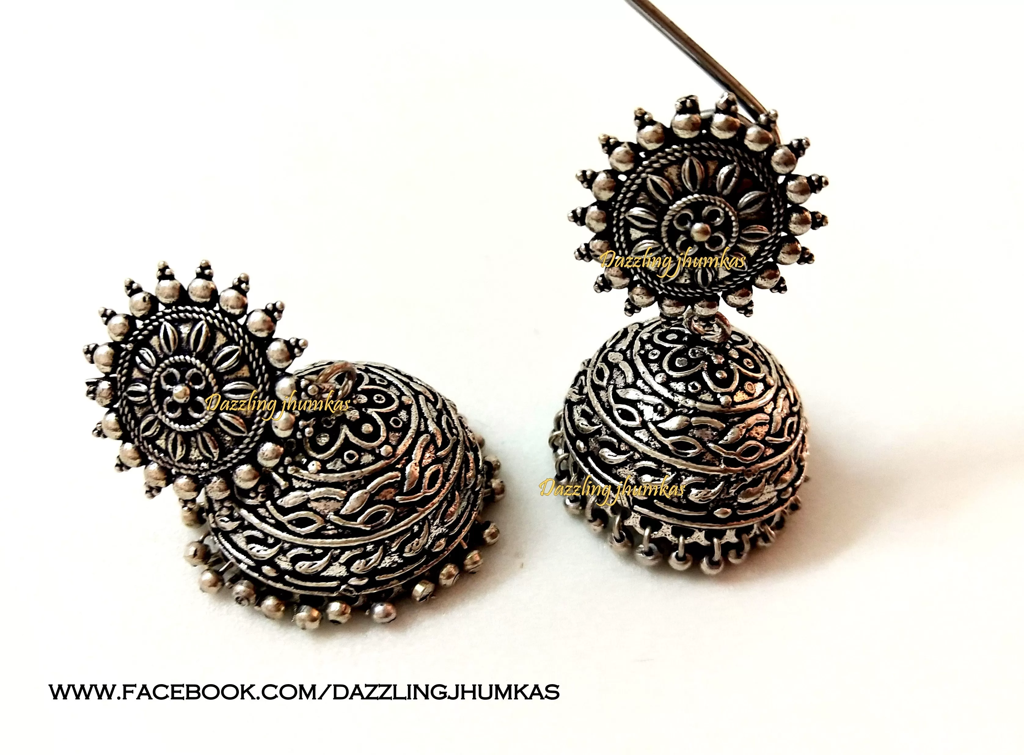 Suryakanthi German Silver Jhumkas